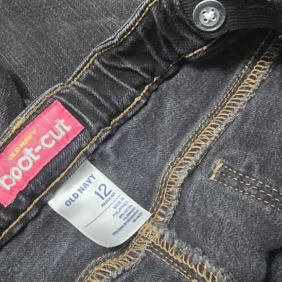 Old Navy Girls Mid-Rise  Boot Cut  Black Jeans Size 12 Adjustable Waist Zip - Picture 9 of 9